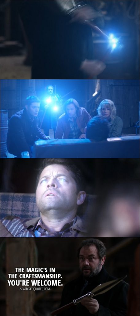 18 Best Supernatural Quotes from 'Stuck in the Middle (With You)' (12x12) - Crowley (after saving Castiel): The magic's in the craftsmanship. You're welcome.