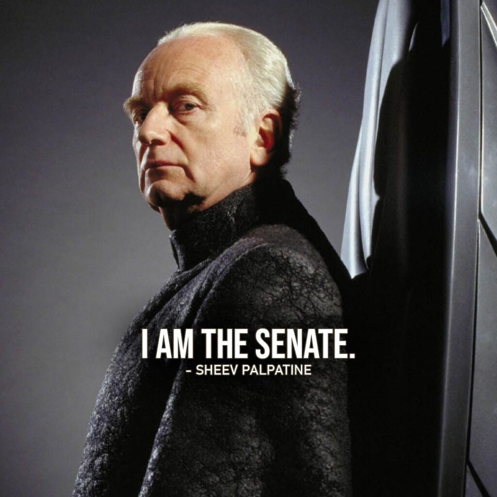 One of the best quotes by Emperor Palpatine from the Star Wars Universe | "I am the senate." (Star Wars: Episode III - Revenge of the Sith)