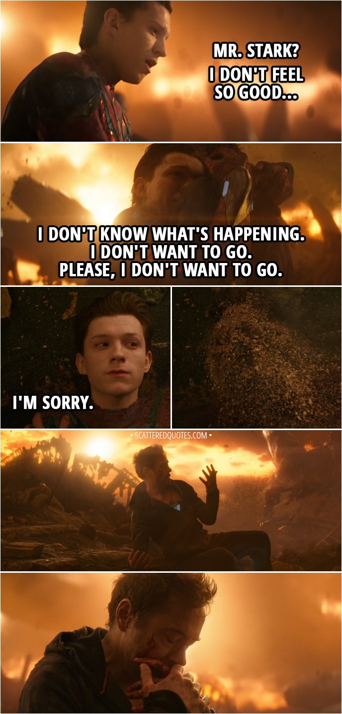 Mr. Stark? I don't feel so good... I don't wanna go... (Full Quote)