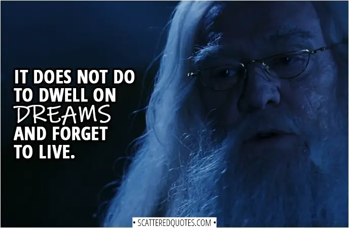 Quotes from Harry Potter and the Sorcerer's Stone (2001) - Albus Dumbledore: Back again, Harry? I see that you, like so many before you have discovered the delights of the Mirror of Erised. I trust by now you realize what it does. Let me give you a clue. The happiest man on earth would look into the mirror and see only himself... exactly as he is. Harry Potter: So then, it shows us what we want. Whatever we want. Albus Dumbledore: Yes. And no. It shows us nothing more or less... than the deepest and most desperate desires of our hearts. Now you, Harry, who have never known your family... you see them standing beside you. But remember this, Harry. This mirror gives us neither knowledge... or truth. Men have wasted away in front of it. Even gone mad. That is why tomorrow it will be moved to a new home. And I must ask you... not to go looking for it again. It does not do to dwell on dreams, Harry... and forget to live.
