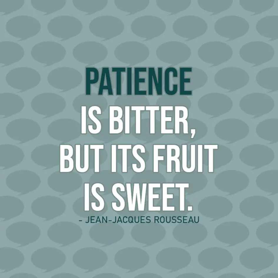 Quote about Patience | Patience is bitter, but its fruit is sweet. - Jean-Jacques Rousseau