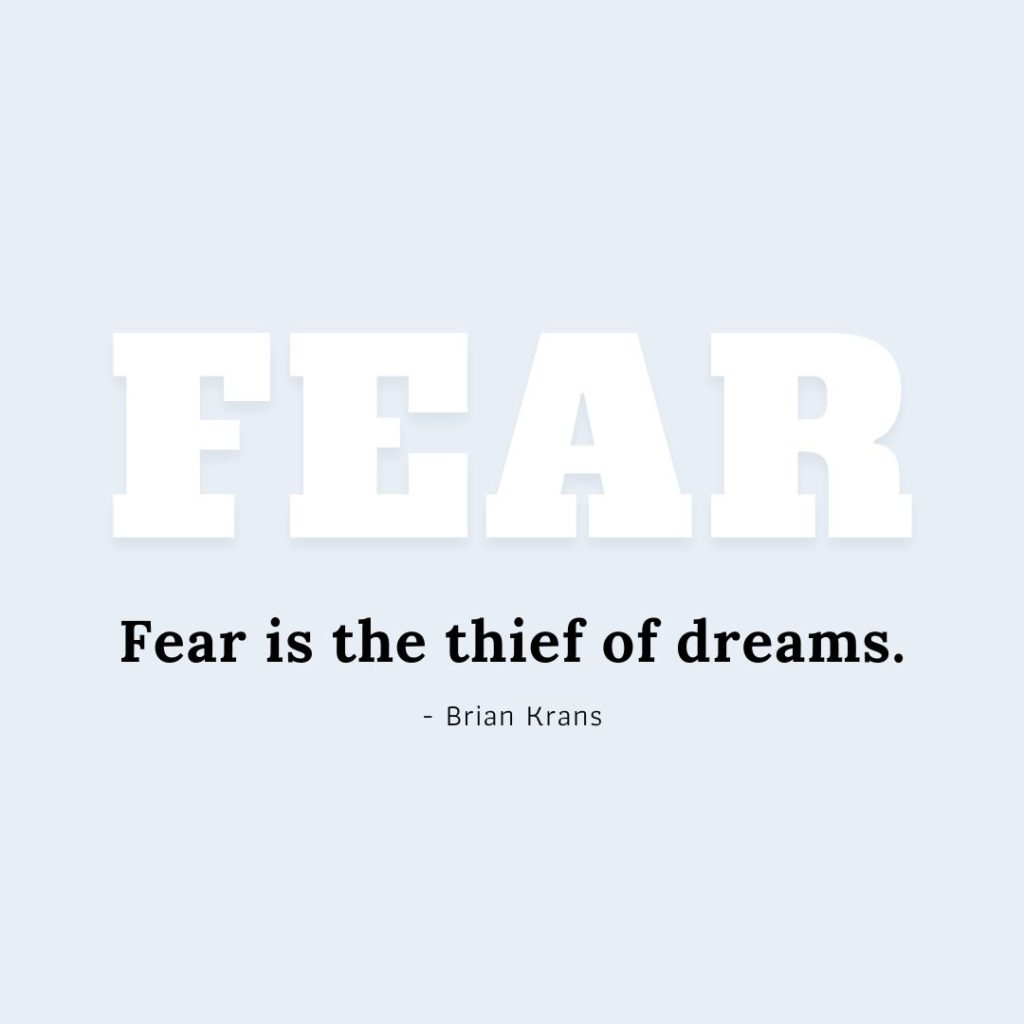 Quote about Fear | Fear is the thief of dreams. - Brian Krans