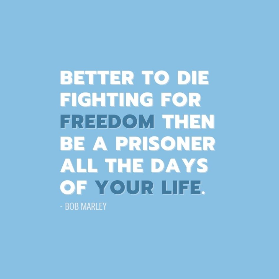 Quote about Freedom | Better to die fighting for freedom then be a prisoner all the days of your life. - Bob Marley
