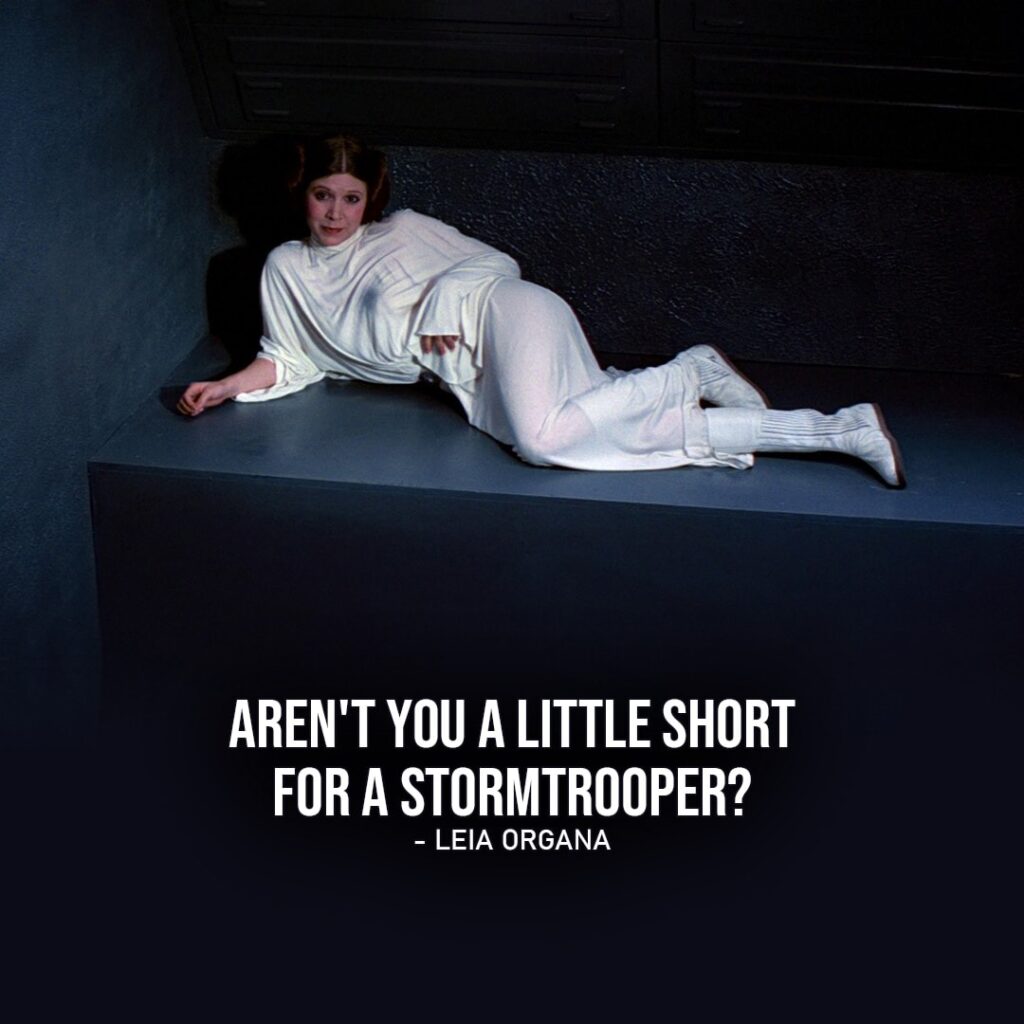 One of the best quotes by Leia Organa from the Star Wars Universe | "Aren't you a little short for a stormtrooper?" (to Luke, Star Wars: Episode IV - A New Hope)