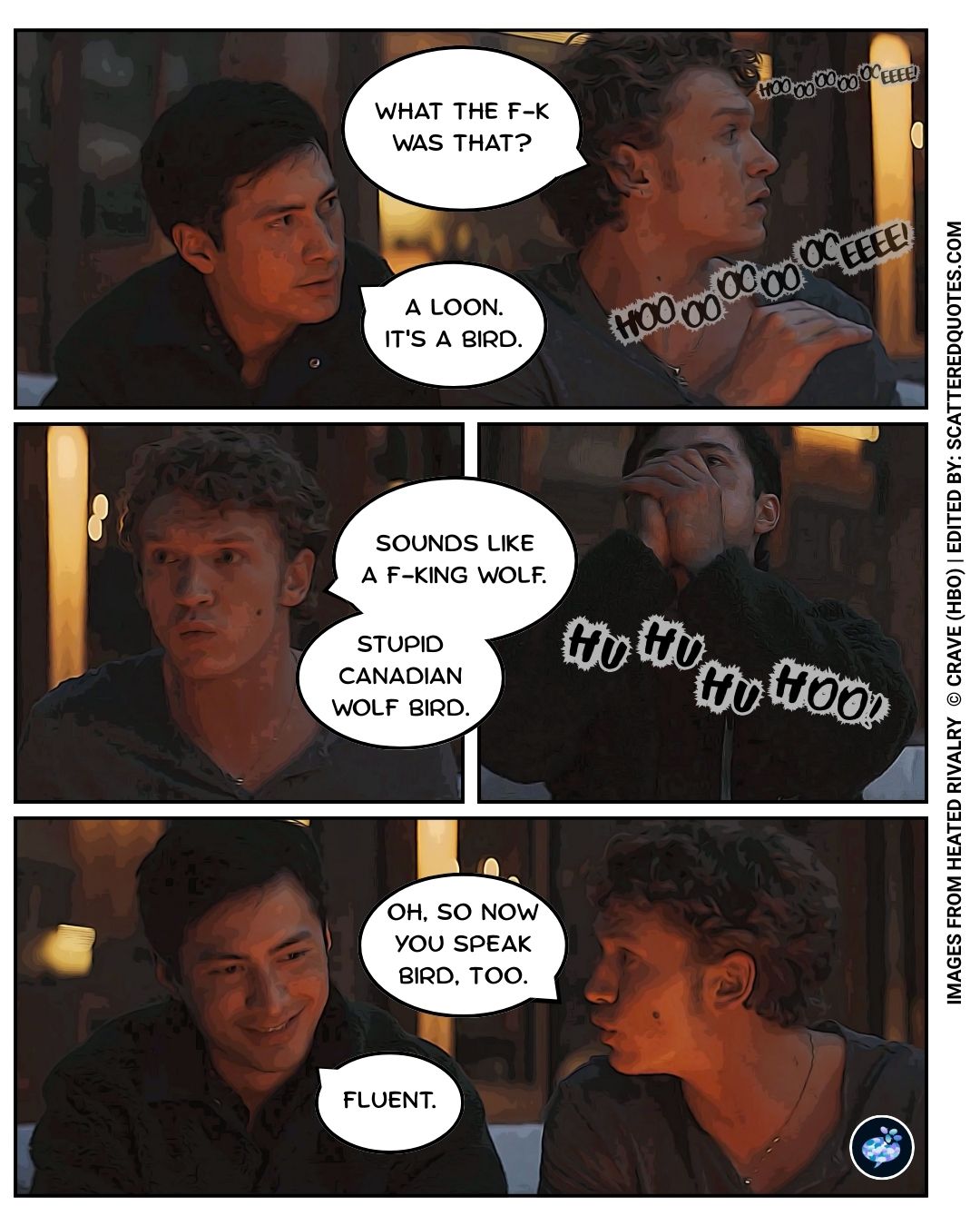 Heated Rivalry Quote: "Stupid Canadian wolf bird." - 1x06