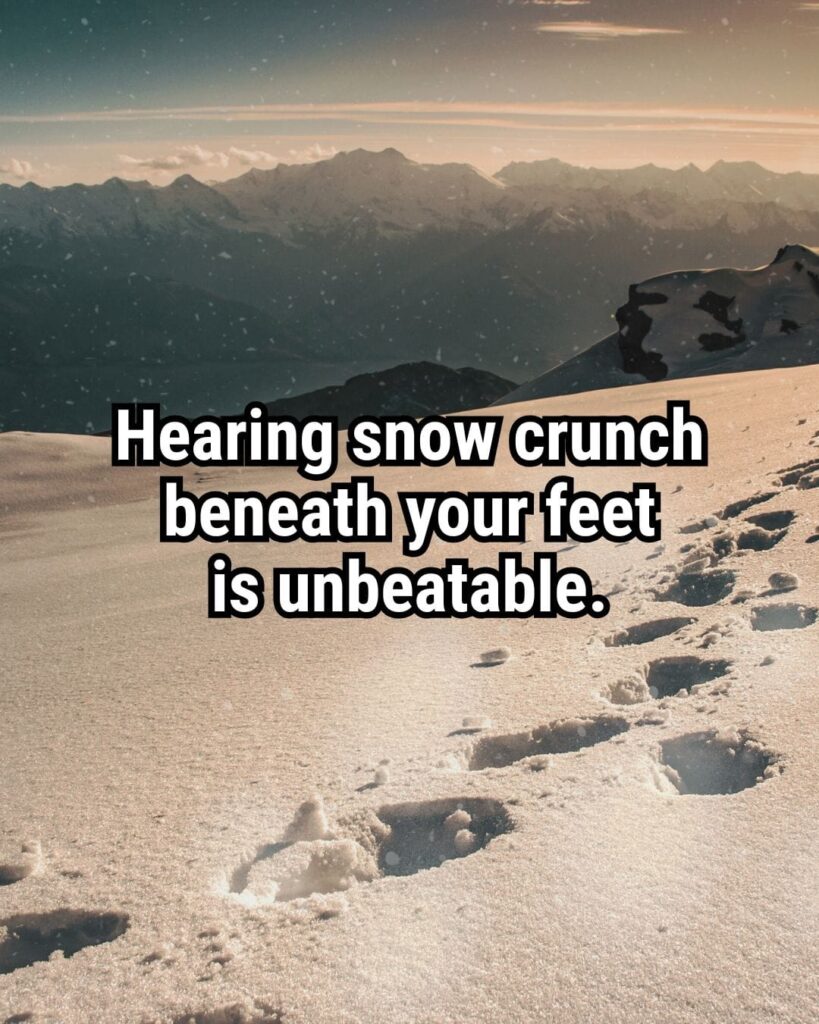 Relatable Quote about Winter: "Hearing snow crunch beneath your feet is unbeatable."