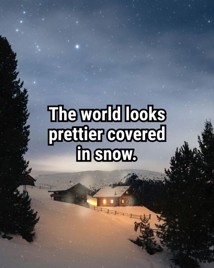 Relatable Quote about Winter: "The world looks prettier covered in snow."