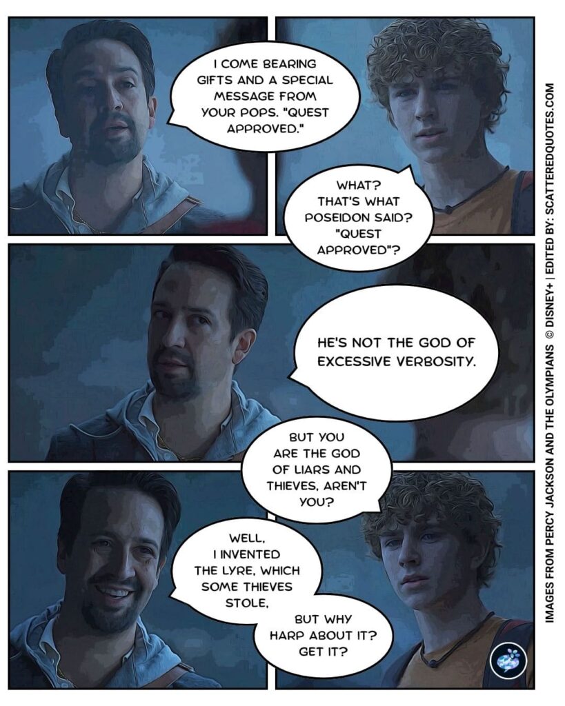 Percy Jackson and the Olympians Quote: "Poseidon's not the god of excessive verbosity."